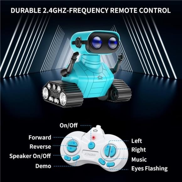 Remote Control Robot Toys for Kids, Dancing Singing Music LED Eyes Demo, (Blue) - Picture 5 of 7